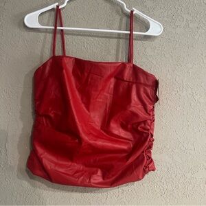 Buddy Love Vibrant Red Women's Top Sz Medium Faux Leather Spaghetti Strap NWT